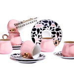 Pink Porcelain Turkish Coffee Cup & Saucer Set